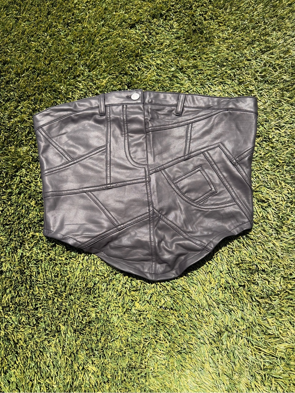 Black Faux Leather Tube Top